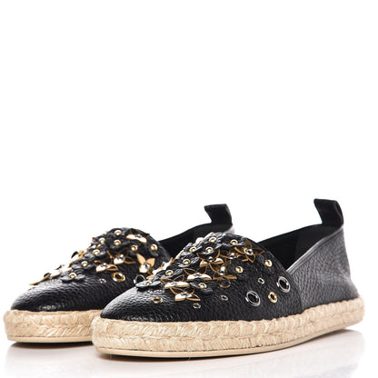 Louis Vuitton Calfskin Tropical Bloom Espadrille Flat 37 Black 3 of 8