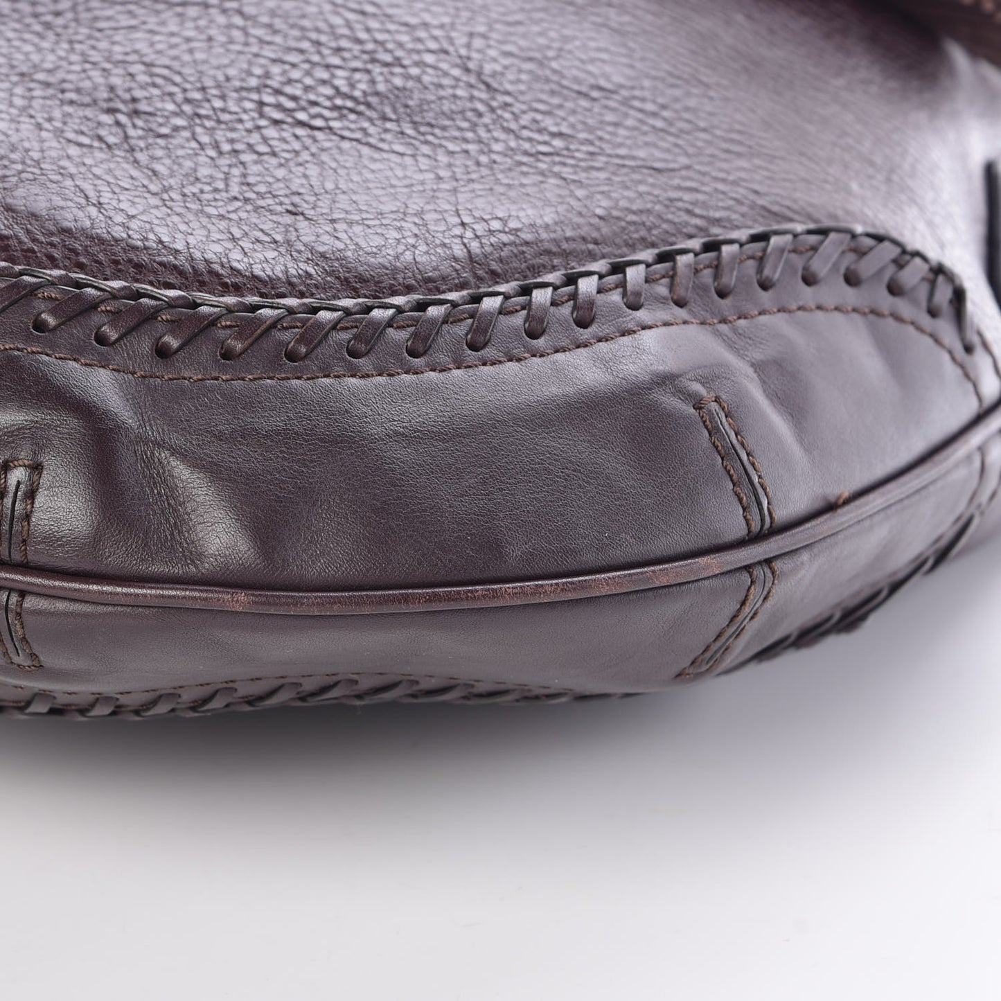 Grainy Calfskin Parade Tassel Hobo Dark Brown