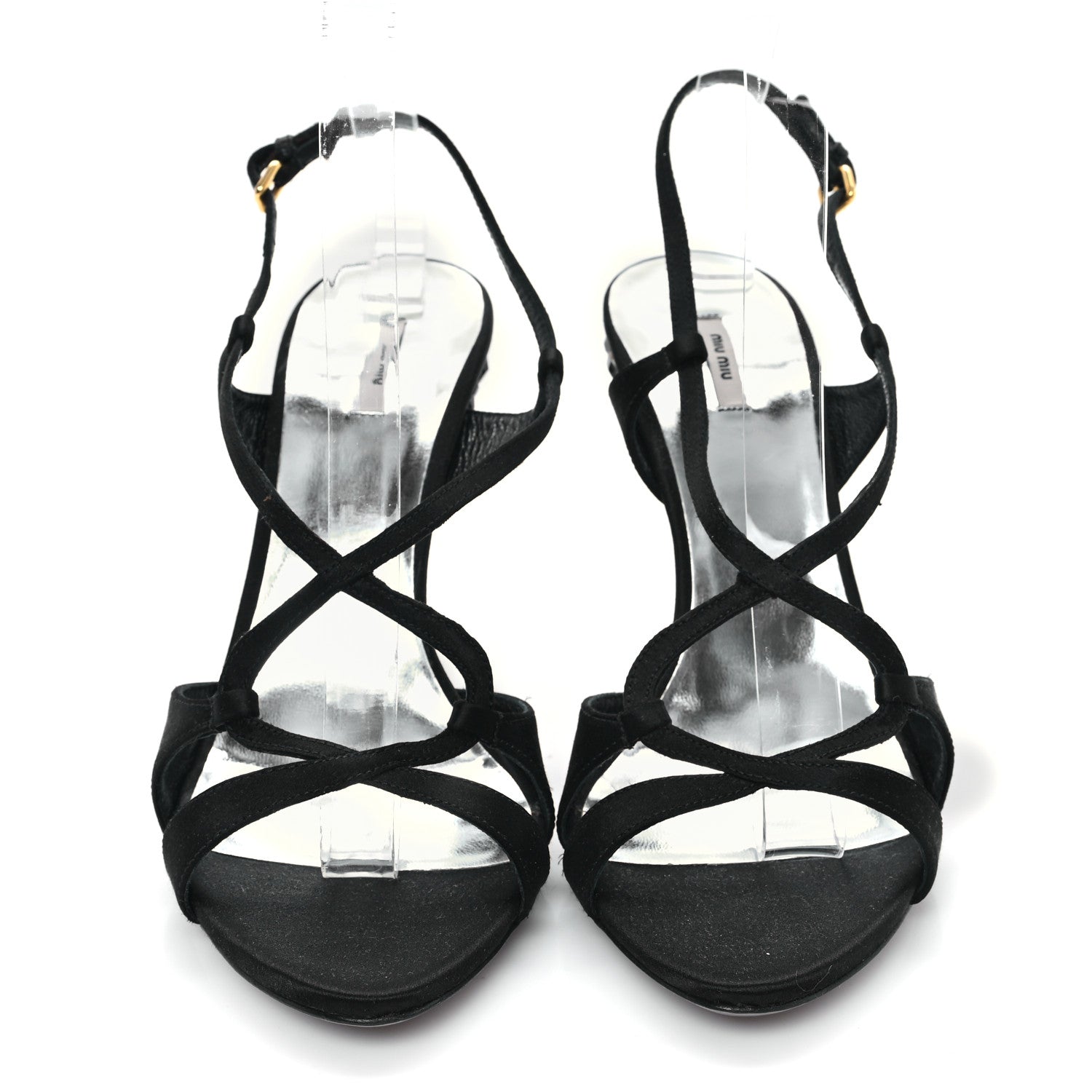 黒みゃくみゃく Miu Miu Satin Crystal Sandals 39 Black 1681399 – FASHIONPHILE