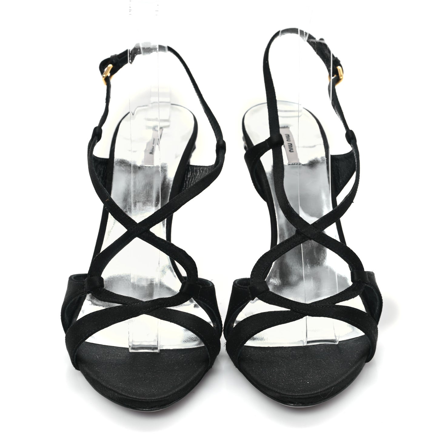 Satin Crystal Sandals 39 Black