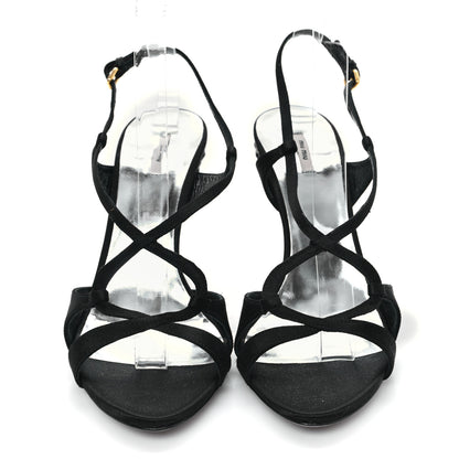 Miu Miu Satin Crystal Sandals 39 Black 3 of 8