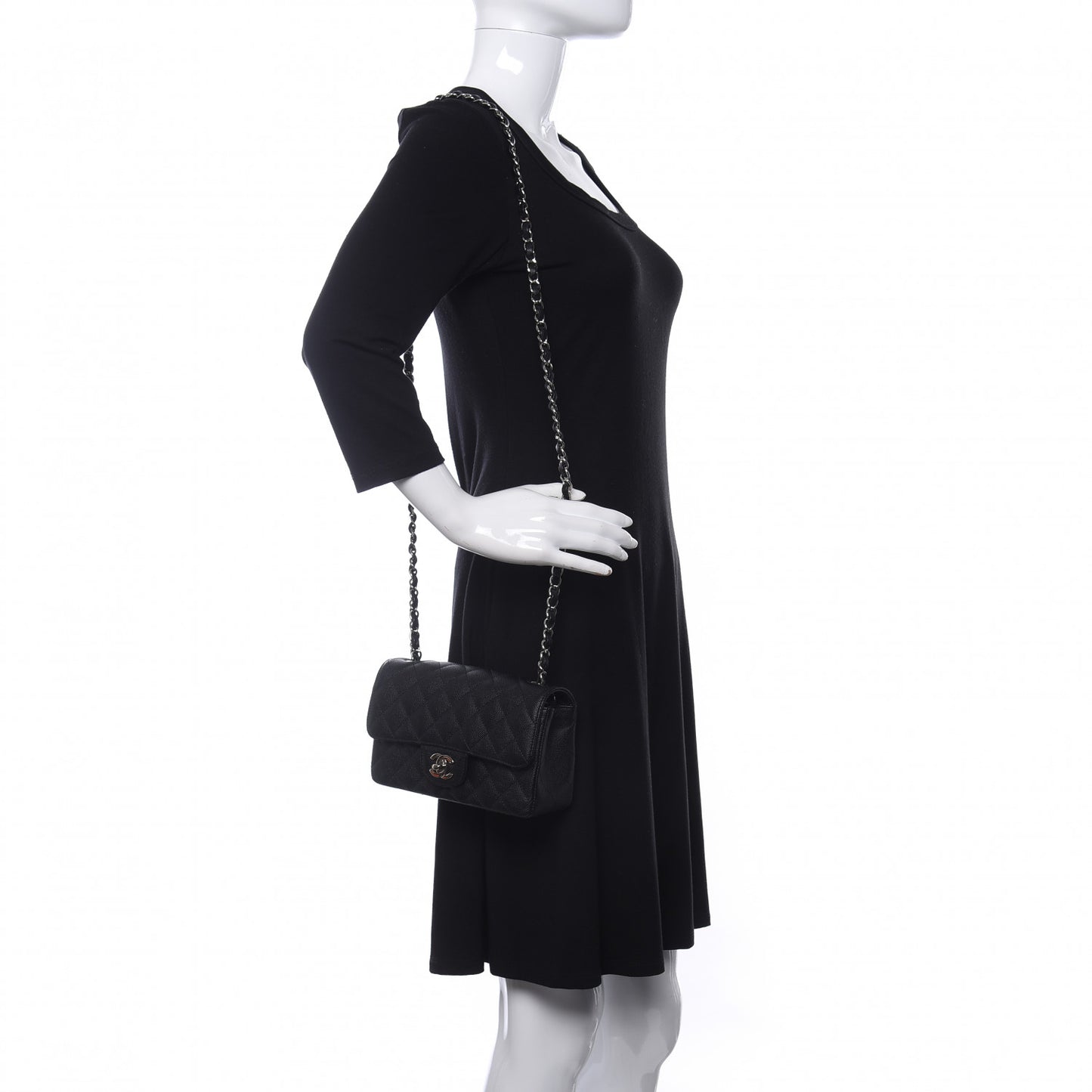 Caviar Quilted Mini Rectangular Flap Black