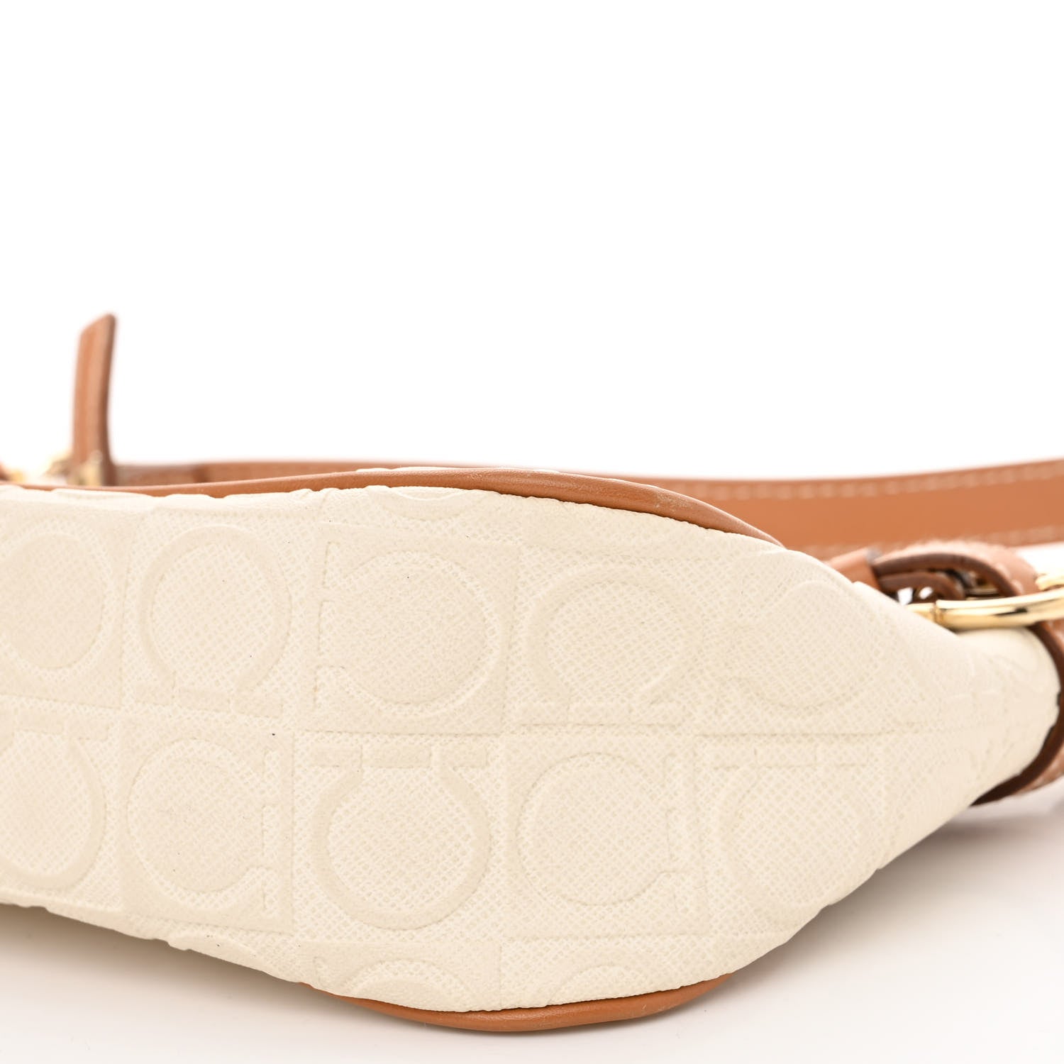 Salvatore Ferragamo Calfskin Gancini Embossed Shoulder Bag Off White 9 of 12
