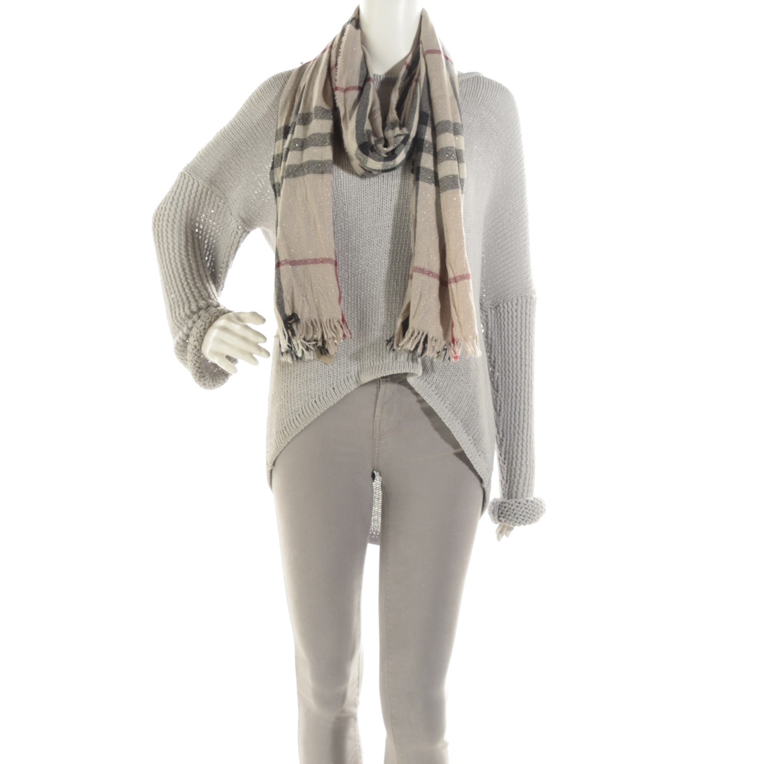 Burberry Merino Wool Cashmere Check Lightweight Scarf 3 of 12