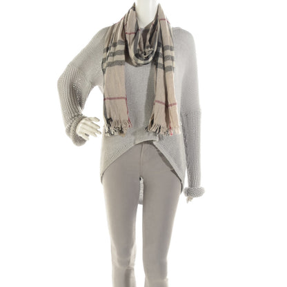 Burberry Merino Wool Cashmere Check Lightweight Scarf 3 of 12