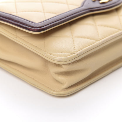 Chanel Lambskin Quilted Two Tone Wallet On Chain WOC Beige Burgundy 10 of 16