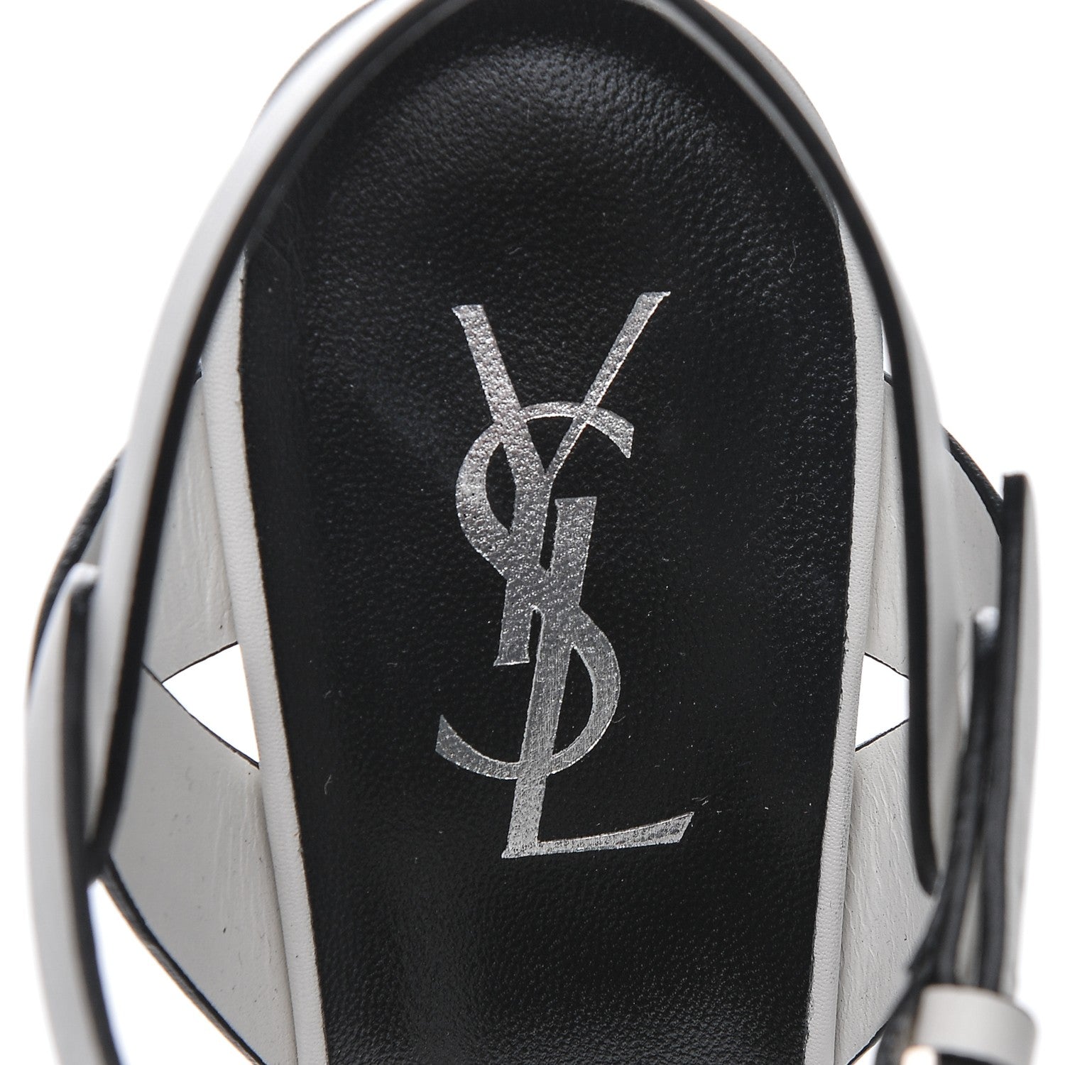 Saint Laurent Calfskin Tribute 105 Platform Sandals 38.5 White Black 7 of 7