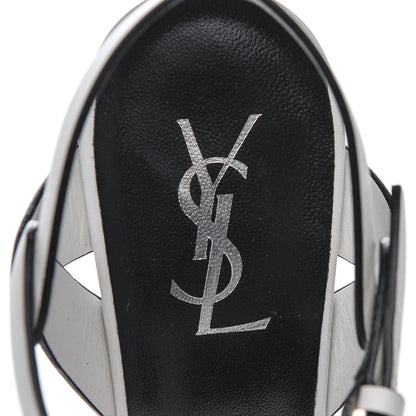 Saint Laurent Calfskin Tribute 105 Platform Sandals 38.5 White Black 7 of 7