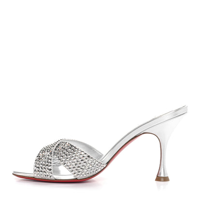 Christian Louboutin Suede Metallic Kid Lambskin Strass Mariza Is Back 85 Sandals 39 Silver 1 of 8