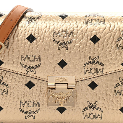 MCM Metallic Visetos Medium Millie Crossbody Bag Berlin Gold 7 of 9