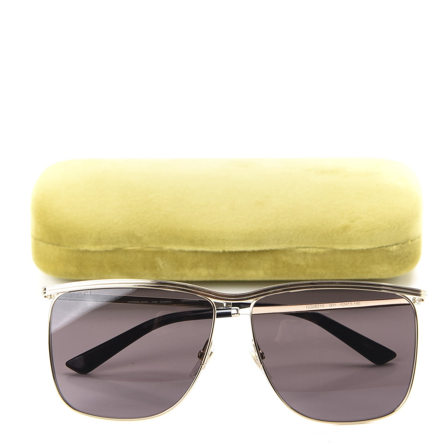 Metal Square Frame Sunglasses GG0812S Gold Brown
