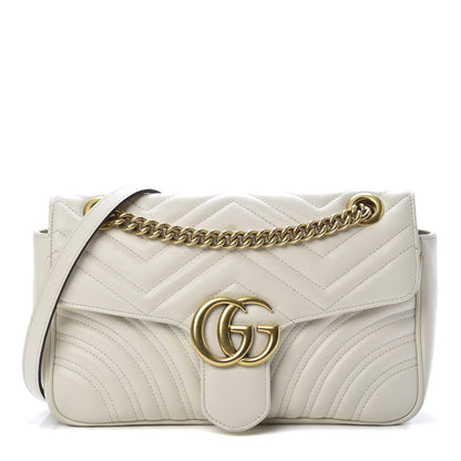 Gucci Calfskin Matelasse Small GG Marmont Shoulder Bag White 1 of 11