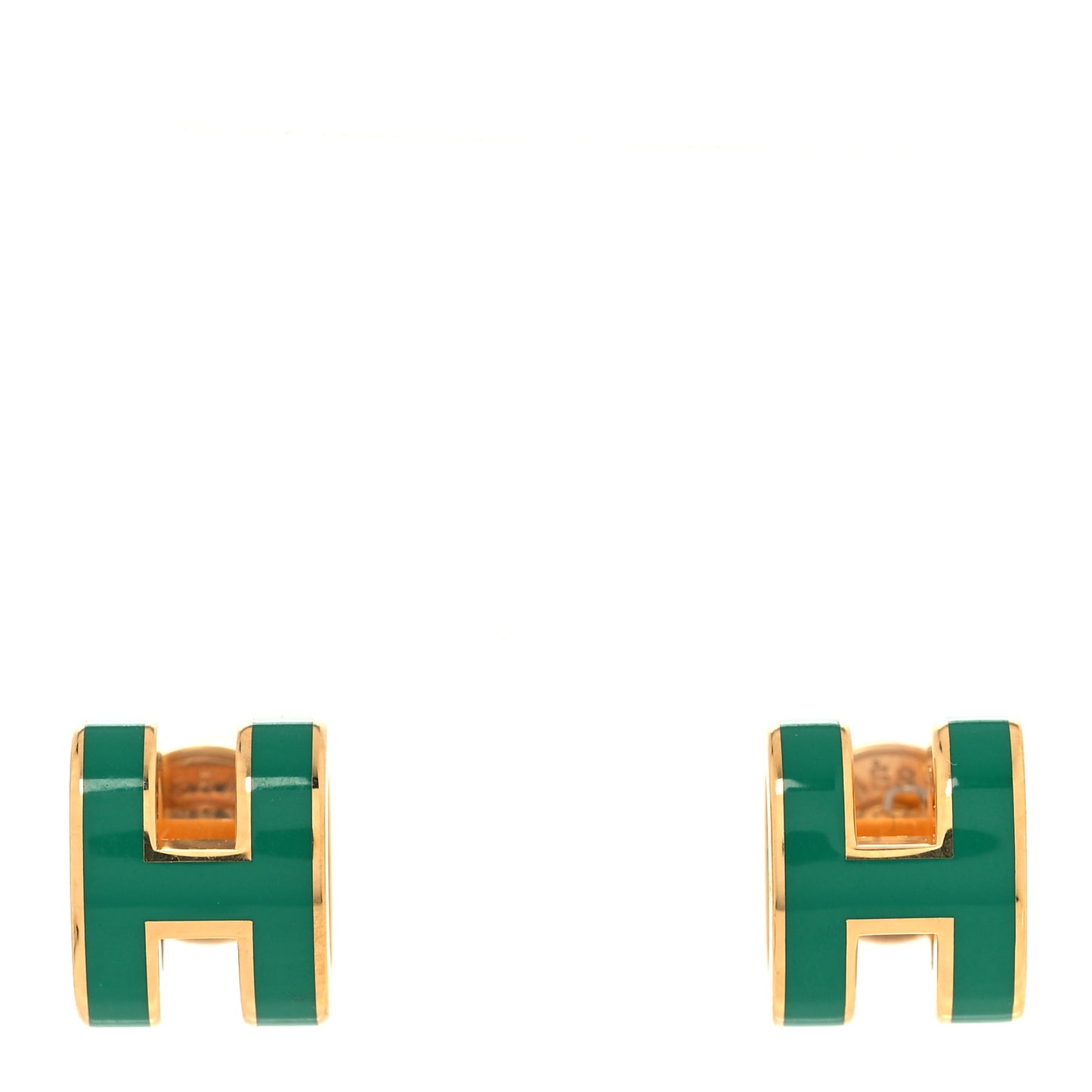 Gold Lacquered Mini Pop H Earrings Malachite