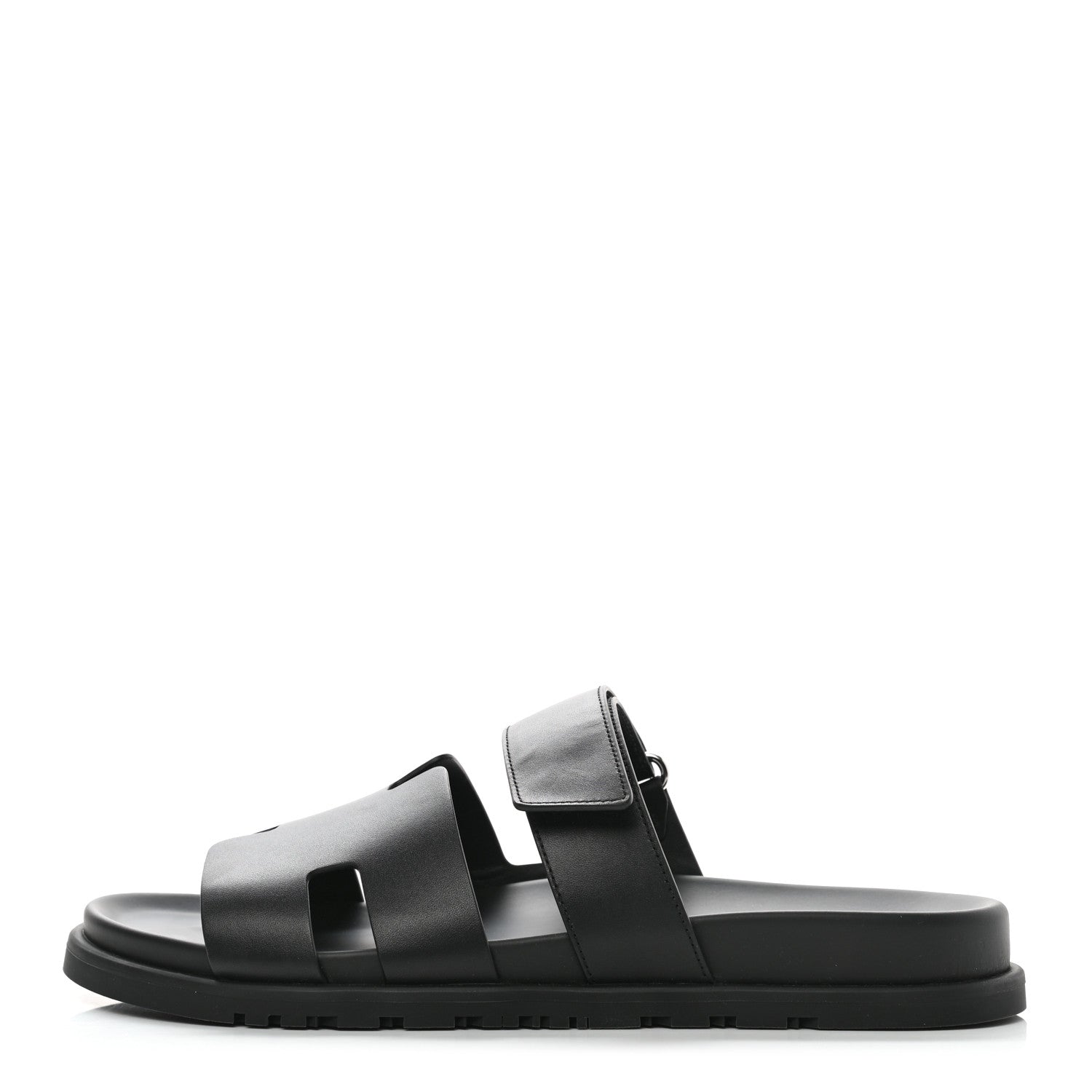 Hermes Calfskin Mens Chypre Sandals 42 Black 1 of 9