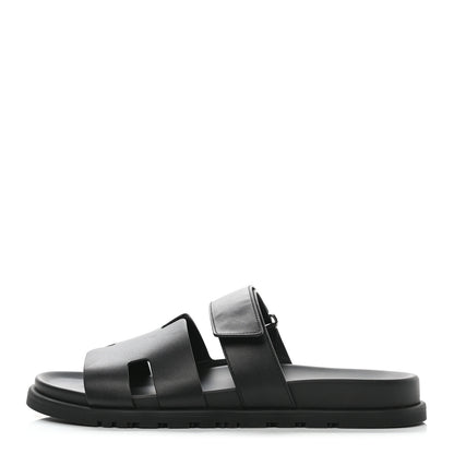 Hermes Calfskin Mens Chypre Sandals 42 Black 1 of 9