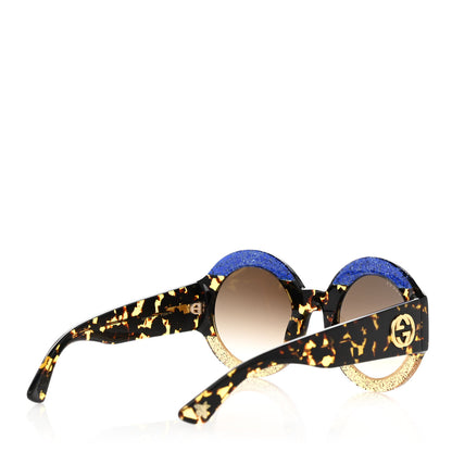 Gucci Acetate Round GG0084S Sunglasses Glitter Blue Multi 4 of 8
