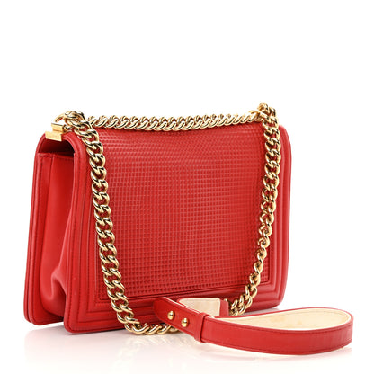 Chanel Lambskin Embossed New Medium Boy Cube Flap Red 3 of 21