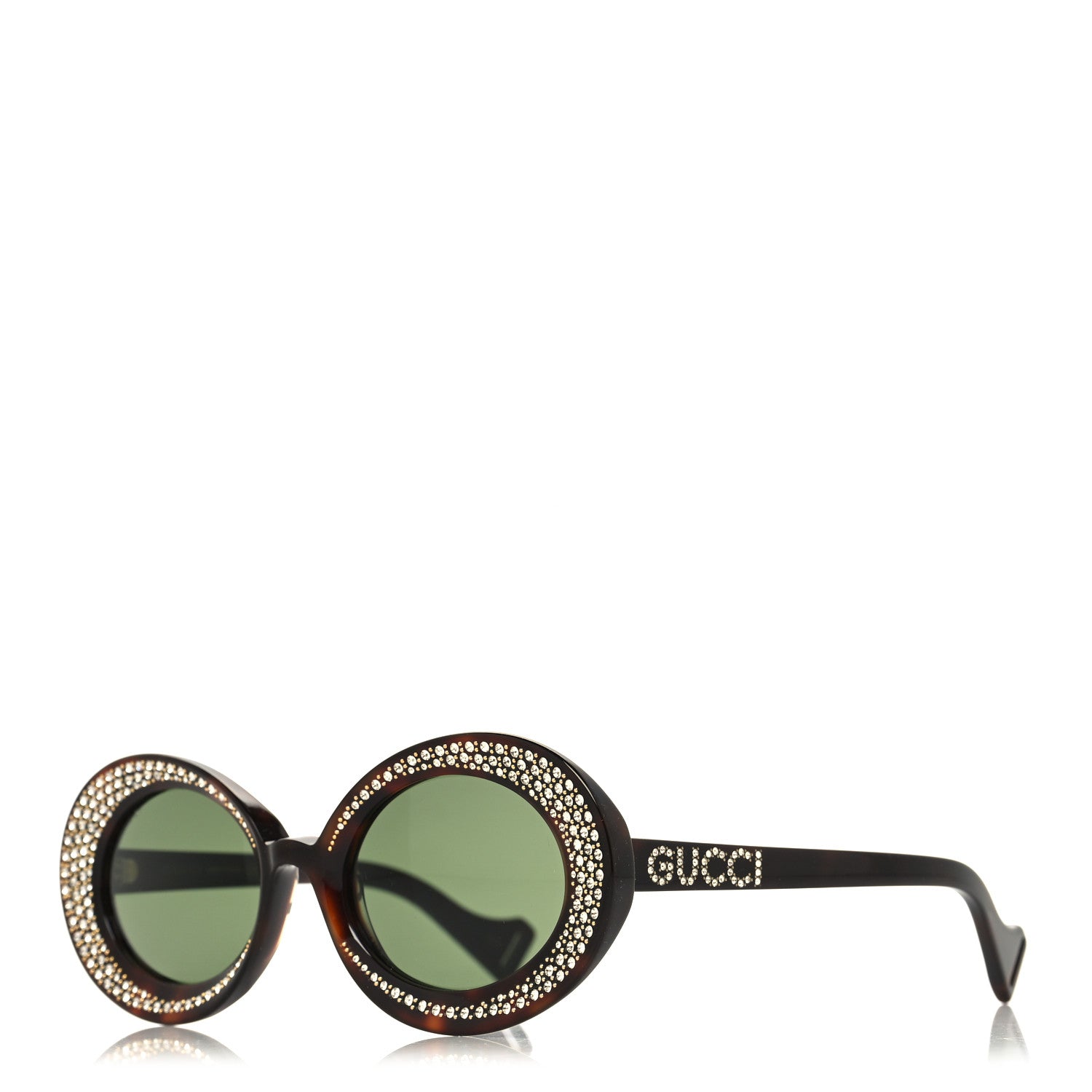 Gucci Acetate Crystal Round Sunglasses GG0618S Tortoiseshell 1 of 6