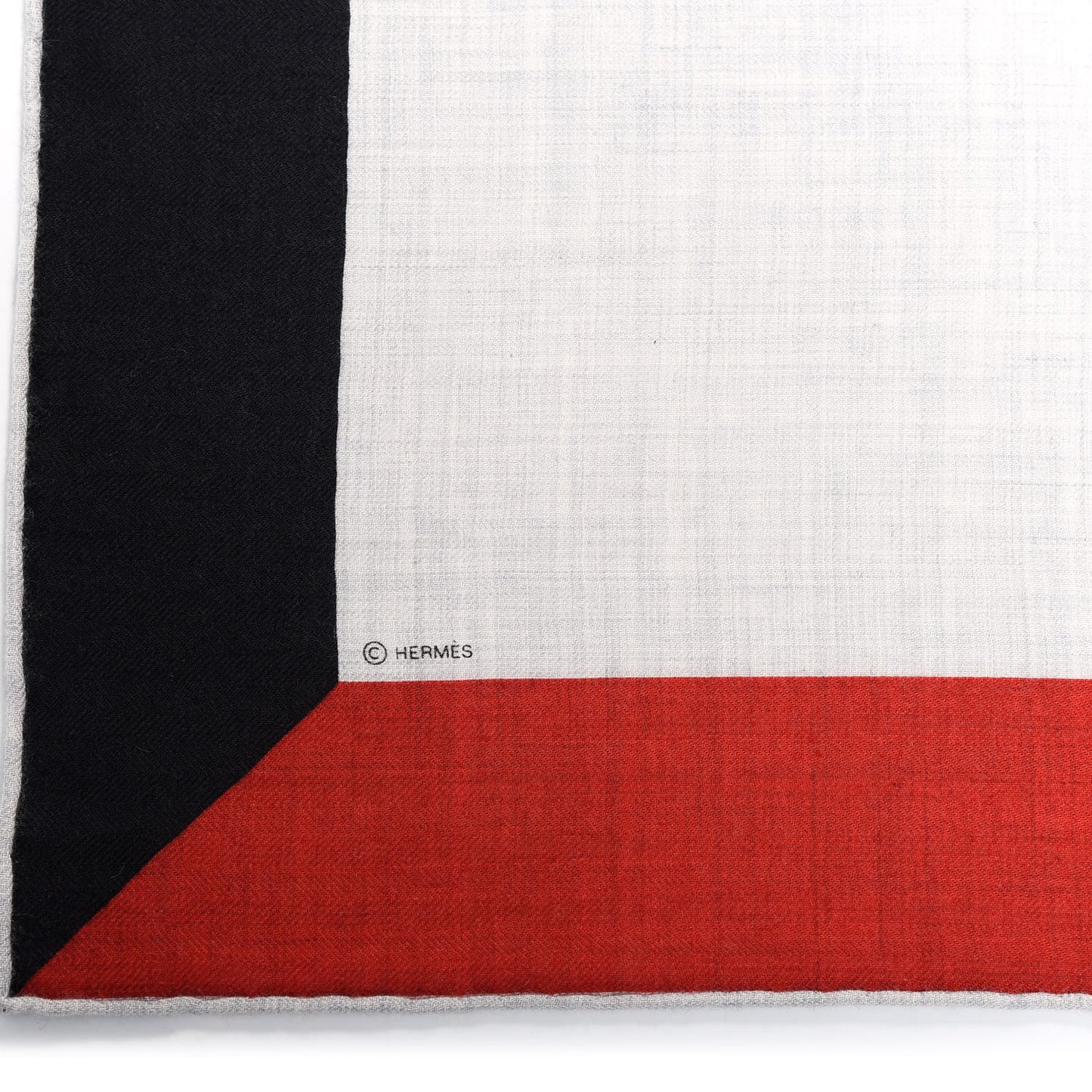 Cashmere Silk Encadre H Passant Giant Scarf 140 Gris Chine Rouge Black