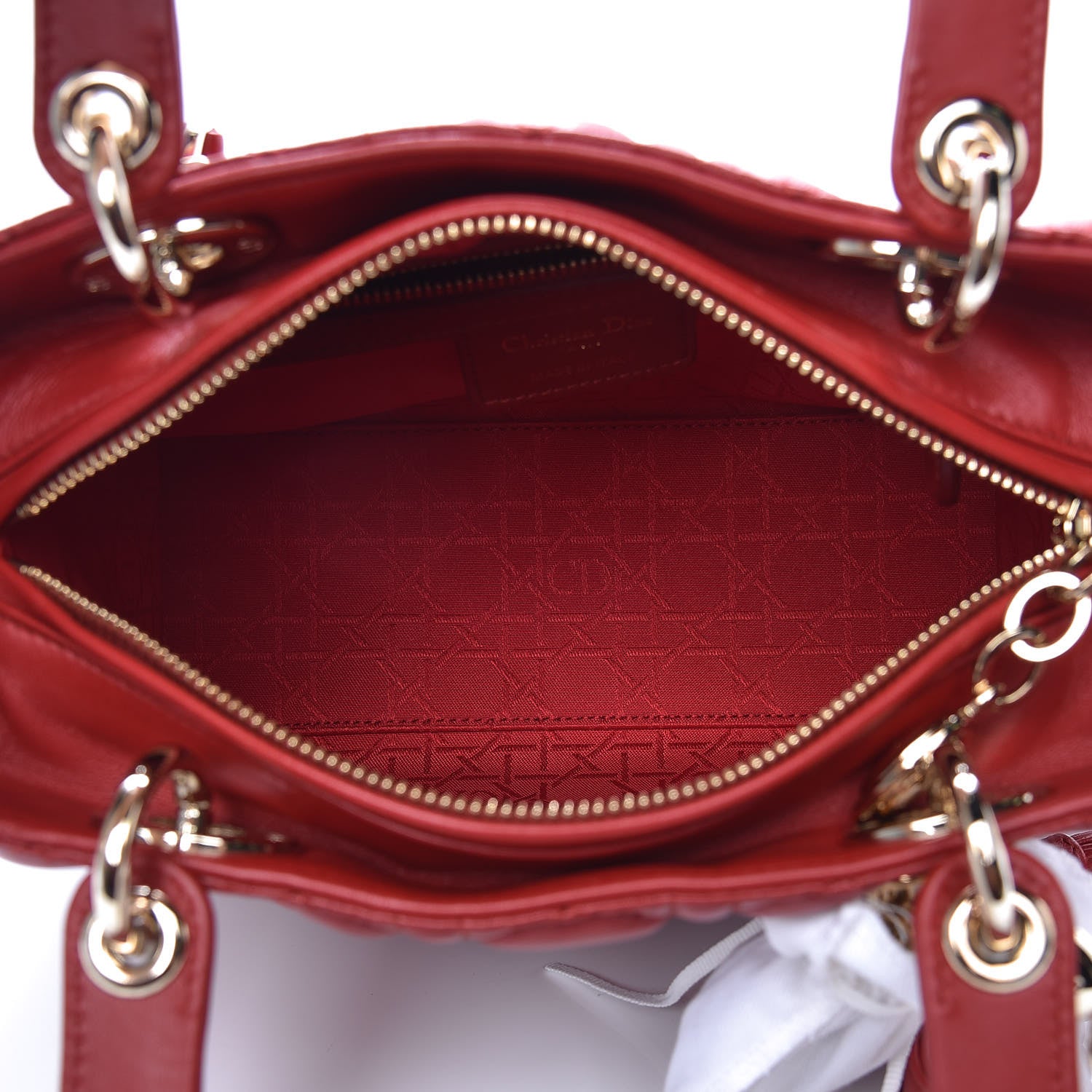 Christian Dior Lambskin Cannage Medium Lady Dior Red 5 of 9