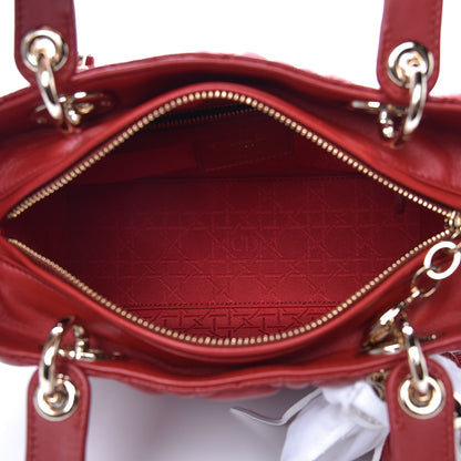 Christian Dior Lambskin Cannage Medium Lady Dior Red 5 of 9