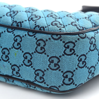 Gucci Monogram Multicolor Matelasse Diagonal Small GG Marmont Chain Shoulder Bag Light Blue 9 of 13