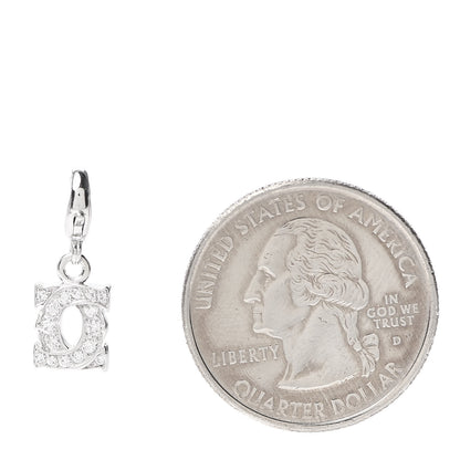 Cartier 18K White Gold Diamond Double C Logo Charm 2 of 3