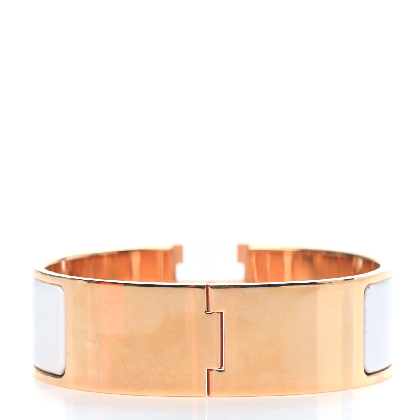 Enamel Wide Clic Clac H Bracelet GM White