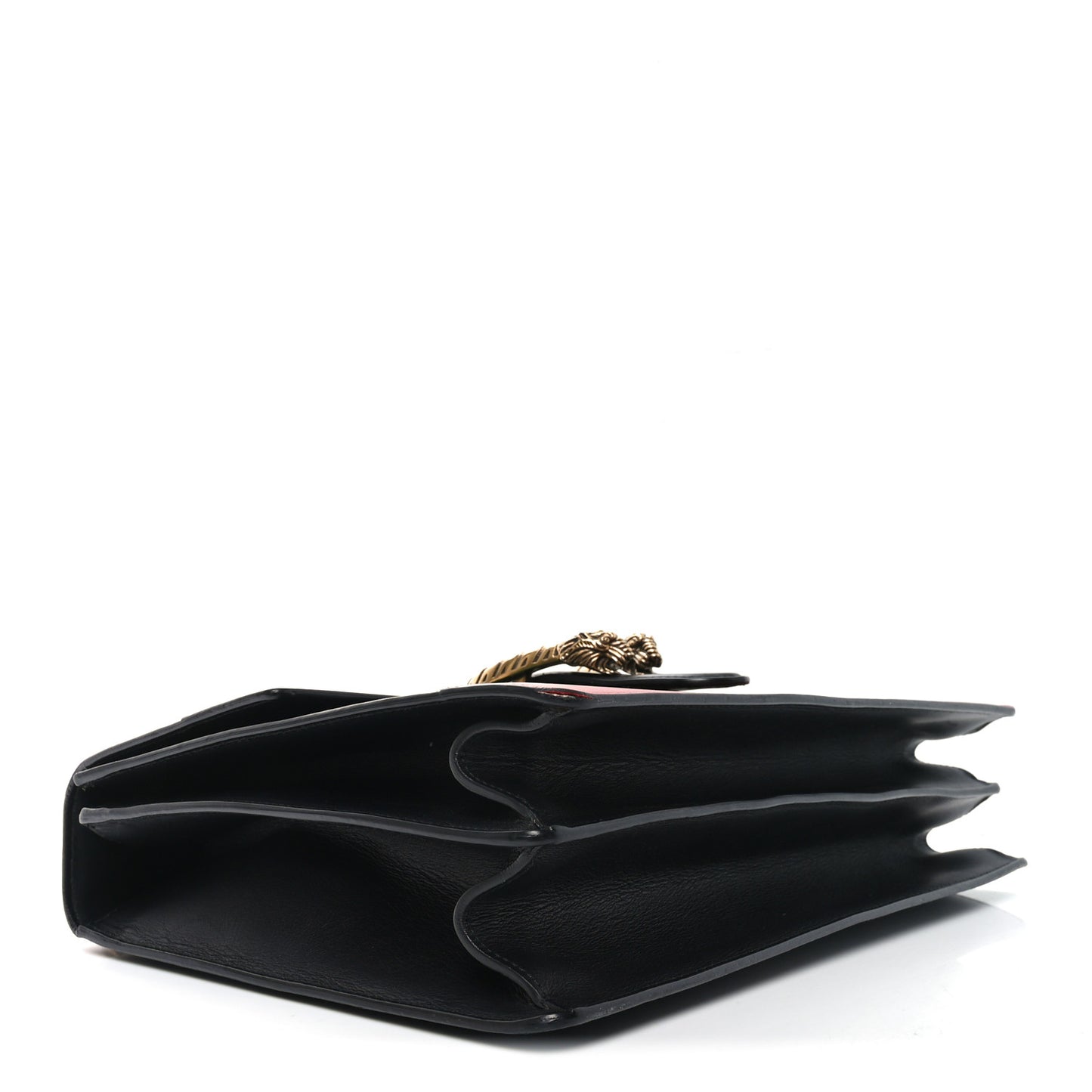 Calfskin Bamboo Web Large Dionysus Top Handle Bag Black Bright Evergreen Hibiscus Red