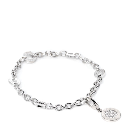 Bulgari 18K White Gold Diamond Disc Charm Bracelet 1 of 7