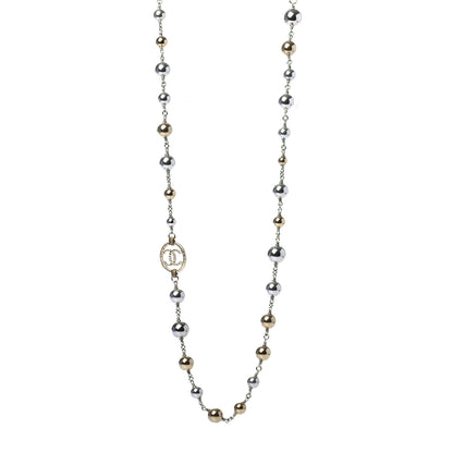 Chanel Pearl Bead Enamel CC Long Necklace Gold Silver 1 of 4