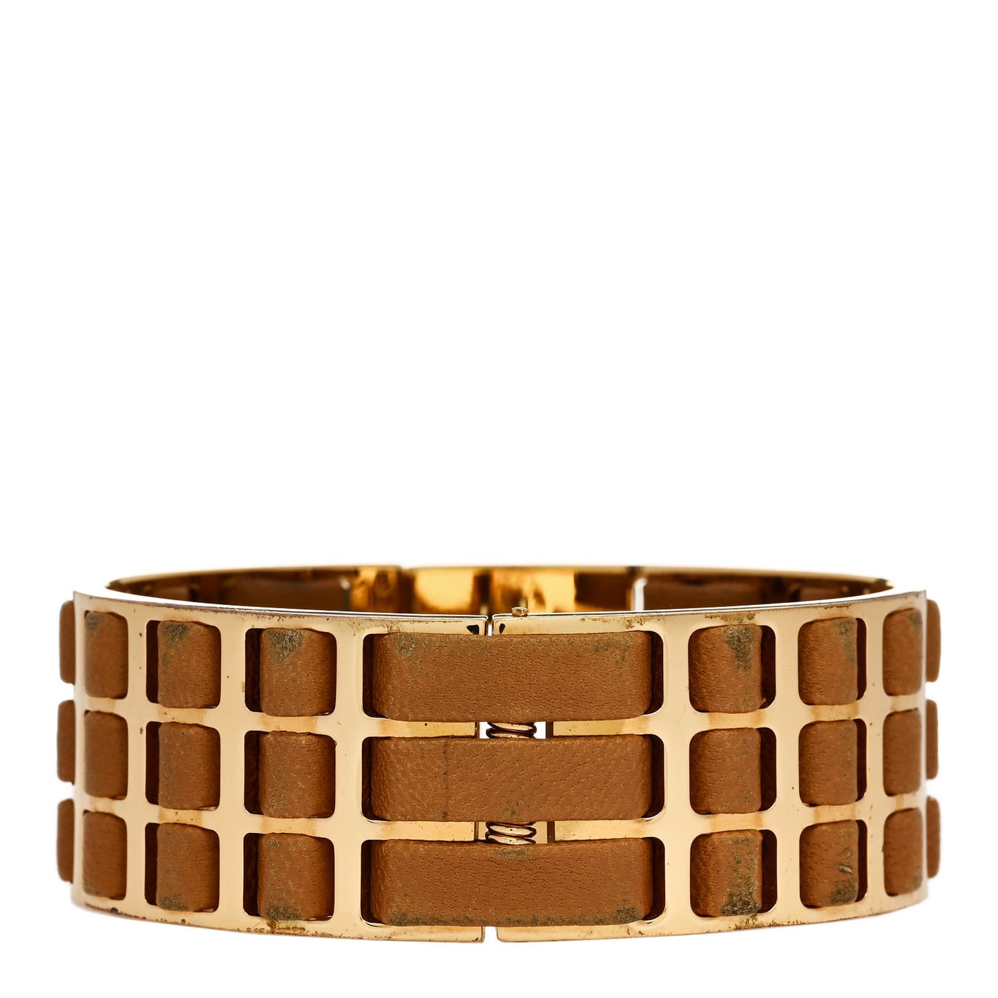 Metal Nappa Fendista Bracelet Gold Brown
