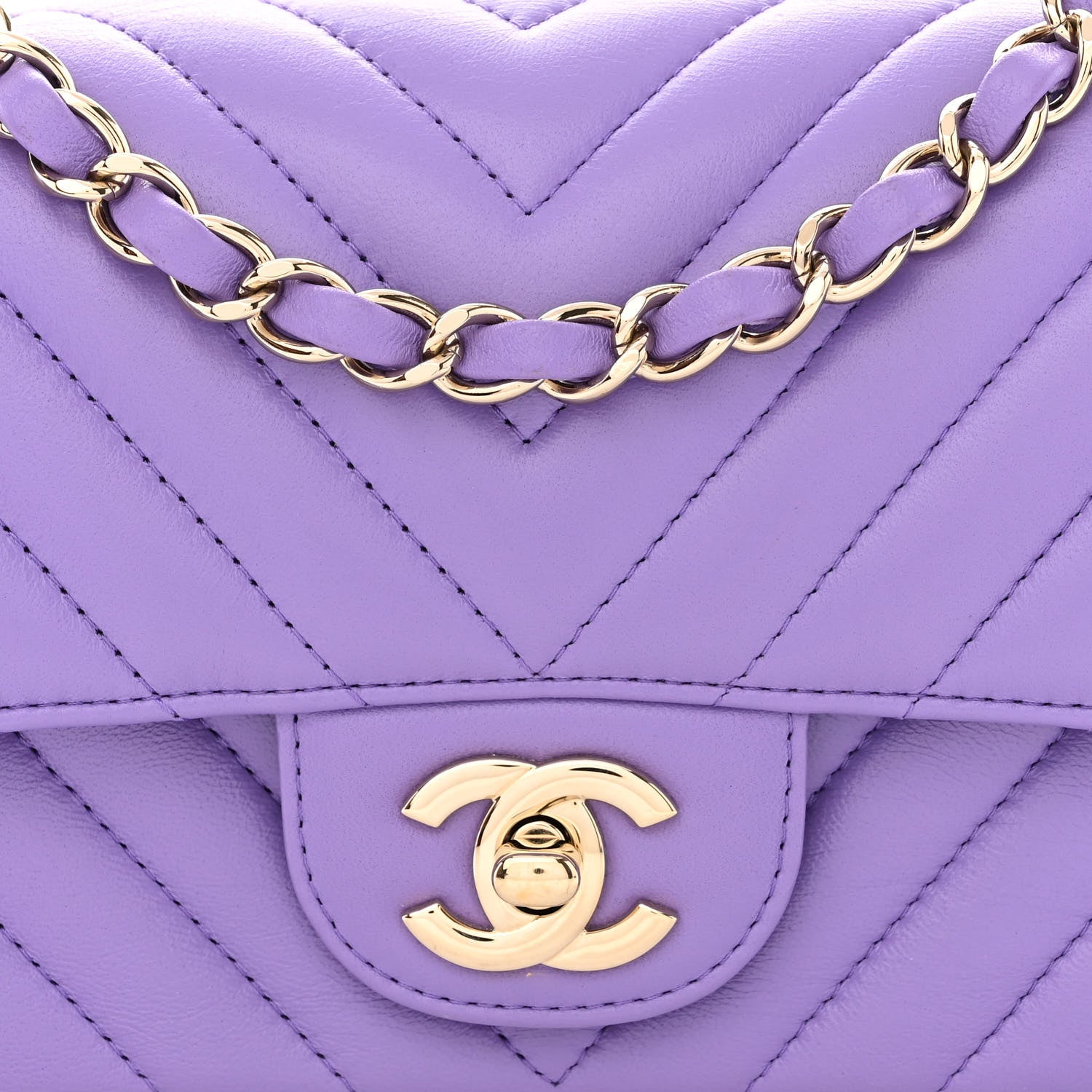 Chanel Lambskin Chevron Quilted Mini Rectangular Flap Purple 8 of 10