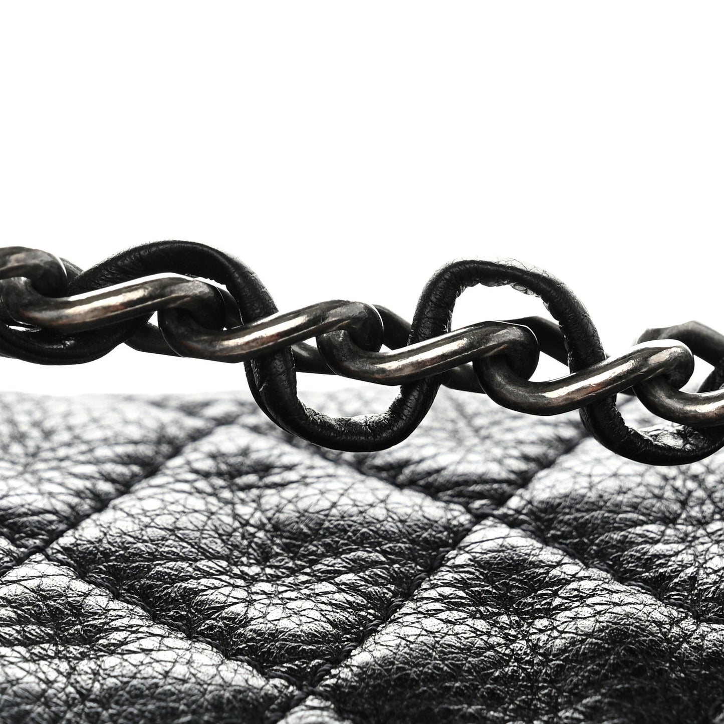 Grained Calfskin Quilted XXL Travel Flap Bag Black