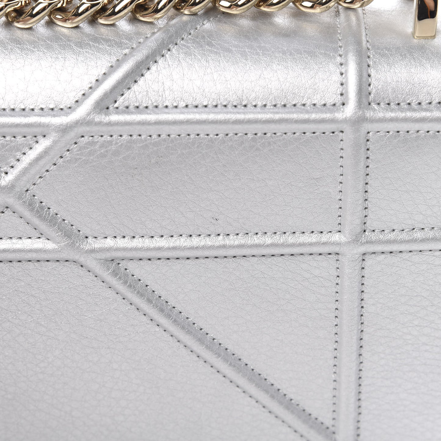 Metallic Grained Calfskin Medium Diorama Flap Bag Silver