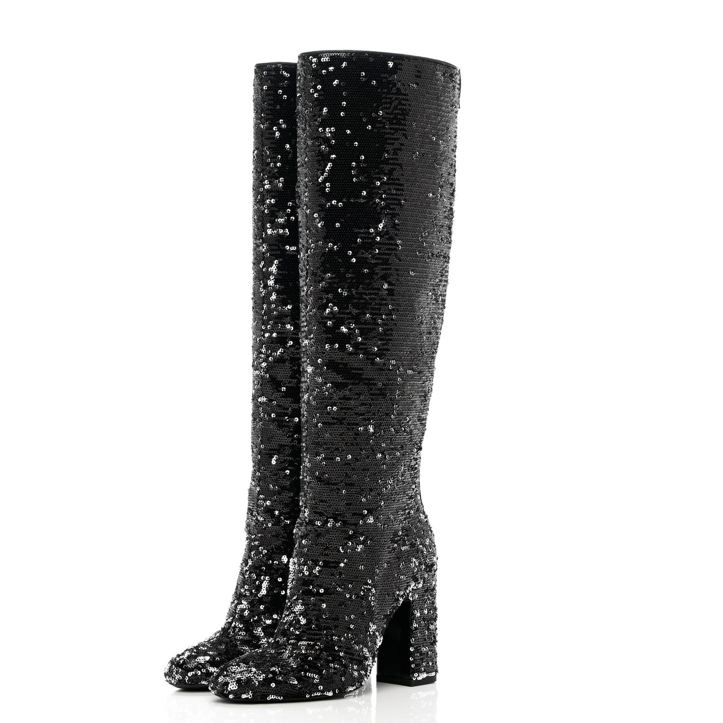 Sequin Donna High Boots 37 Black