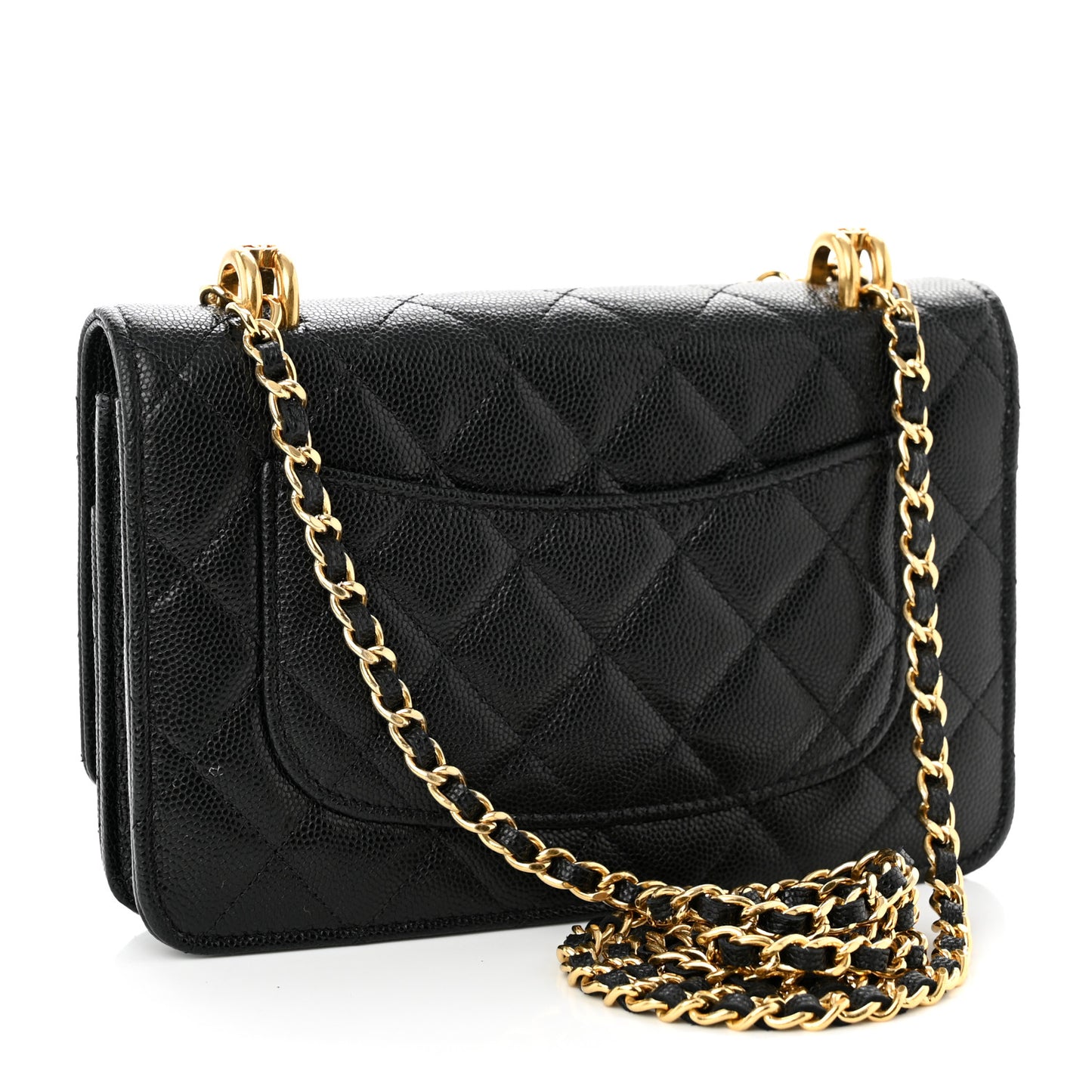Caviar Quilted Coco First Wallet On Chain WOC Black
