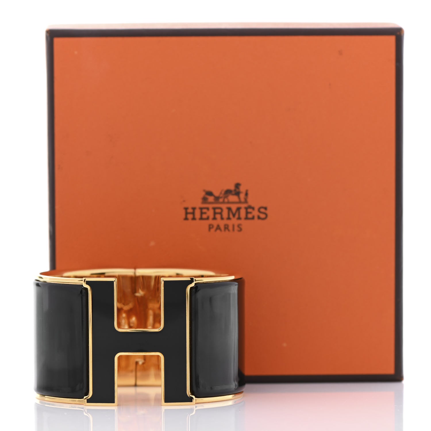 Hermes Enamel Extra Wide Clic Clac H Bracelet GM Black 5 of 5