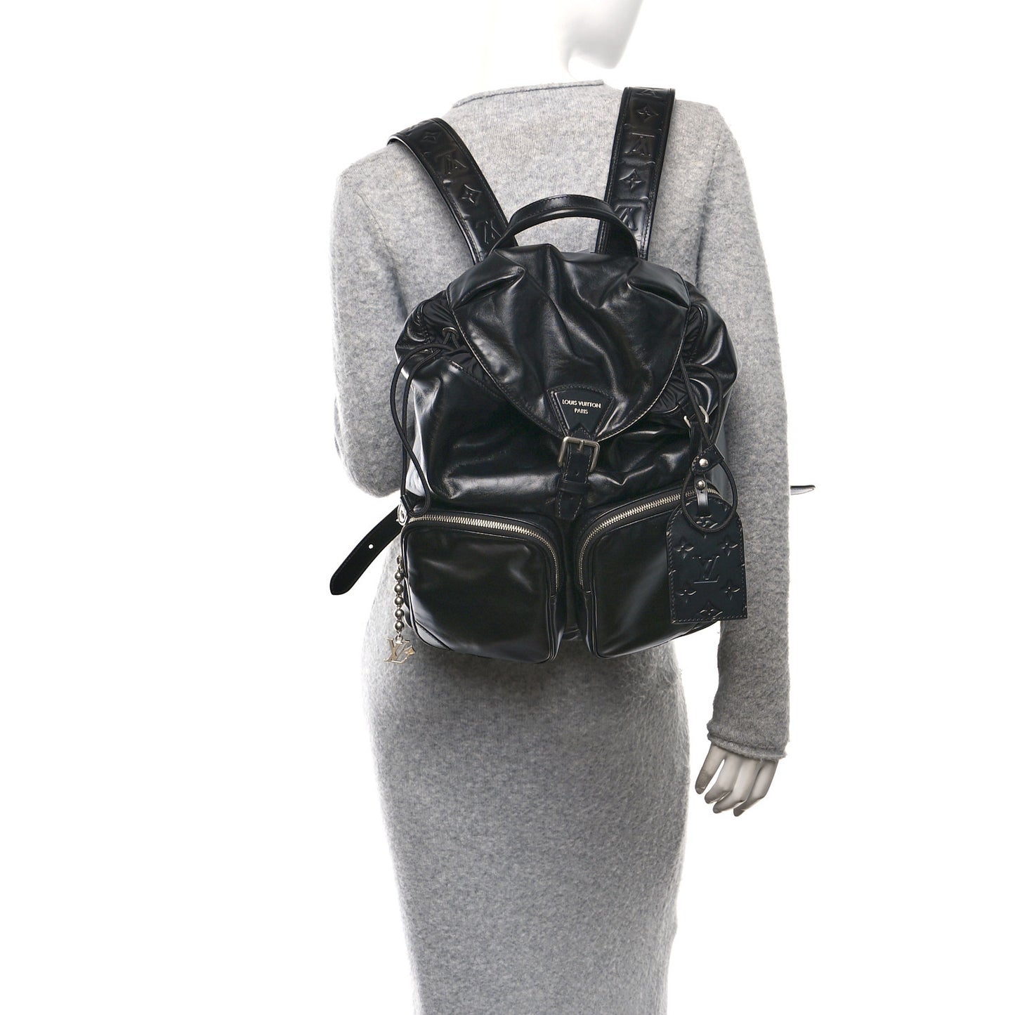 Shiny Calfskin Montsouris Cargo Backpack Black