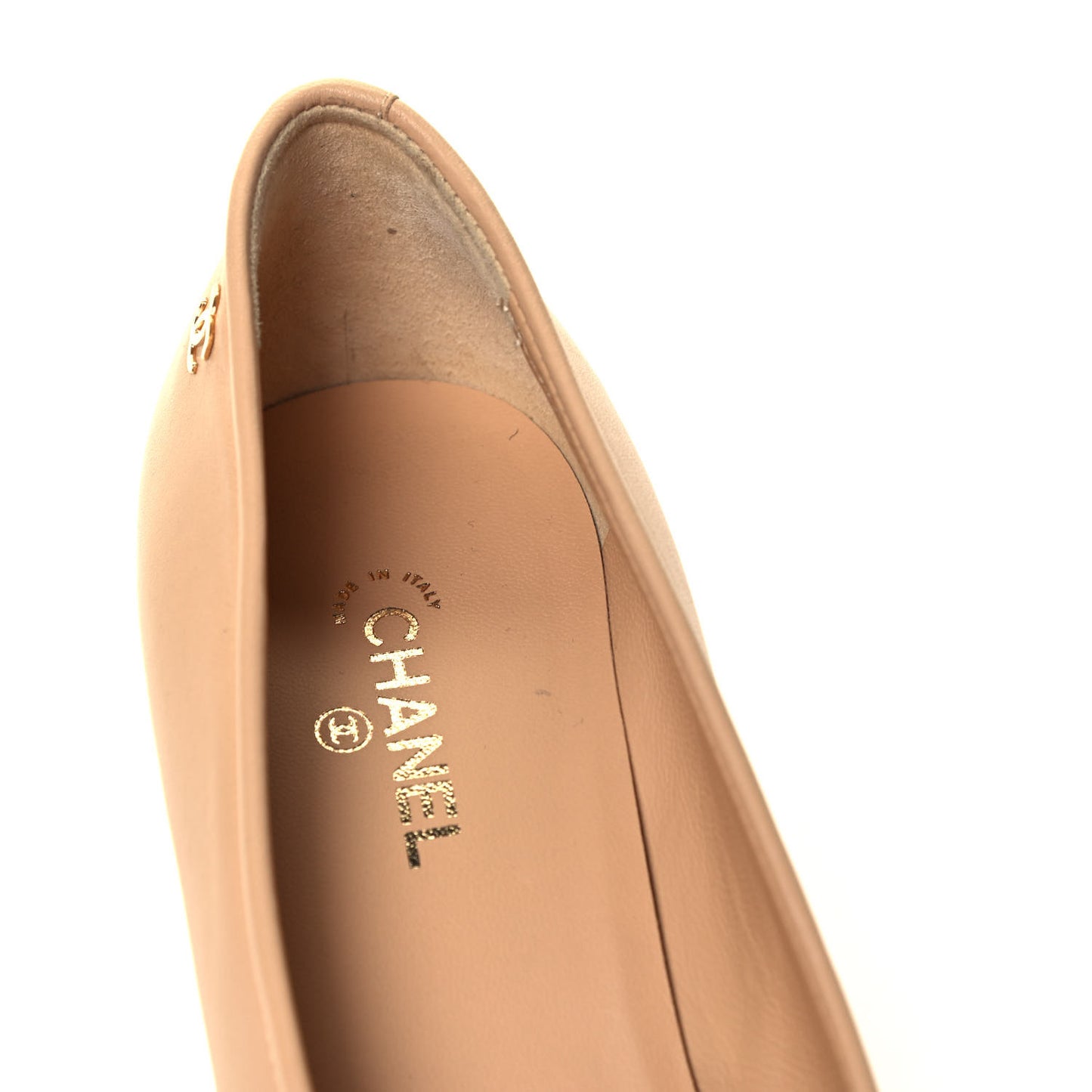 Lambskin Grosgrain Pearl Cap Toe CC Pumps 36 Beige Black