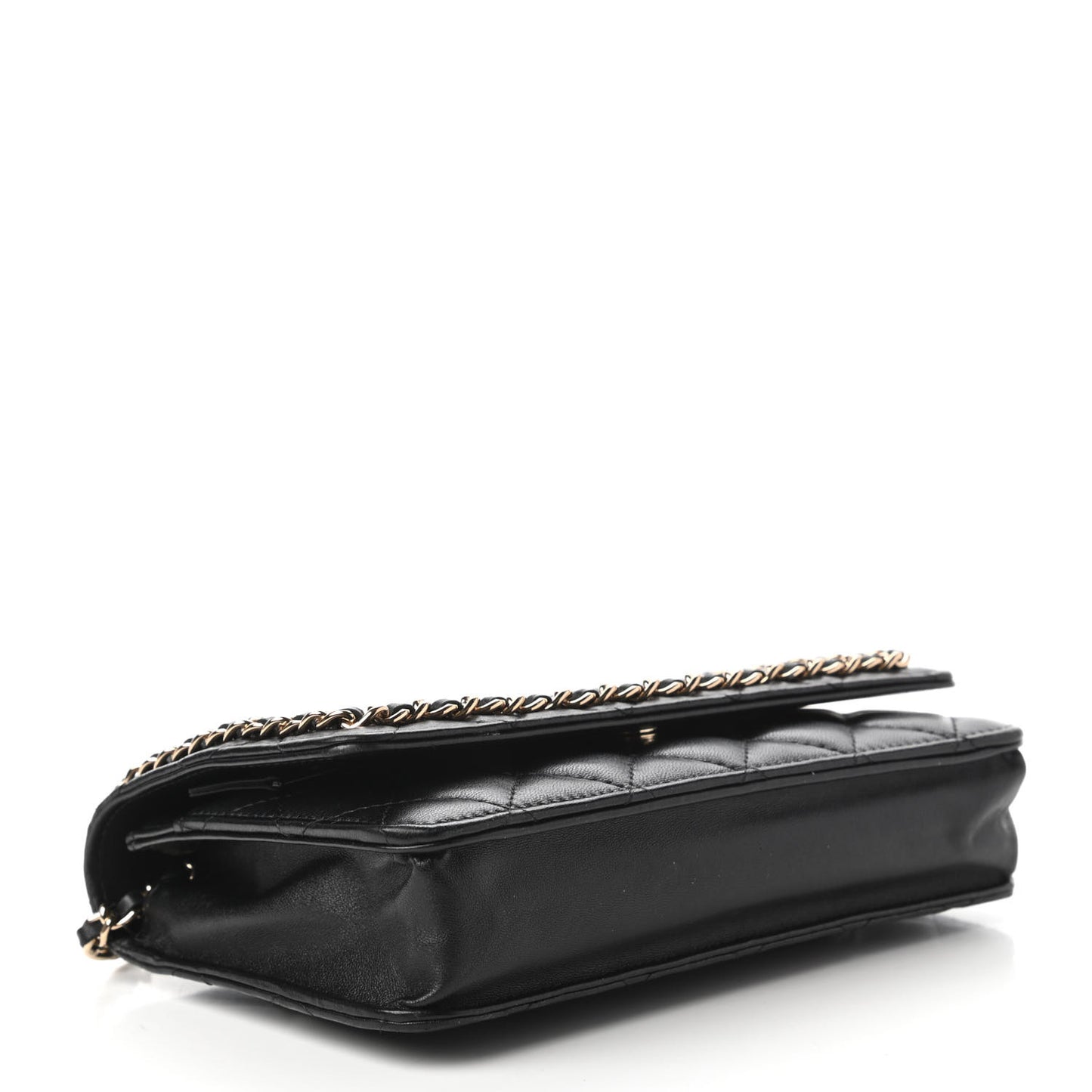 Lambskin Quilted Chain Around Wallet On Chain WOC Black