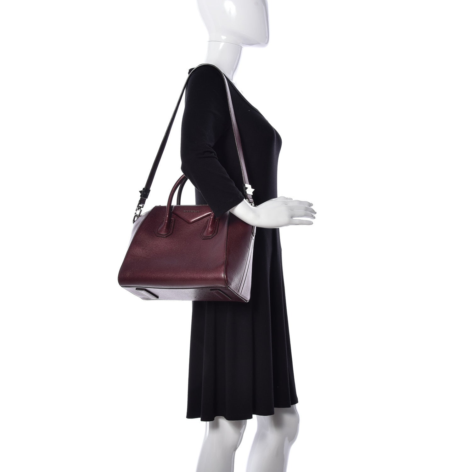 Givenchy Metallic Sugar Goatskin Small Antigona Oxblood 2 of 9