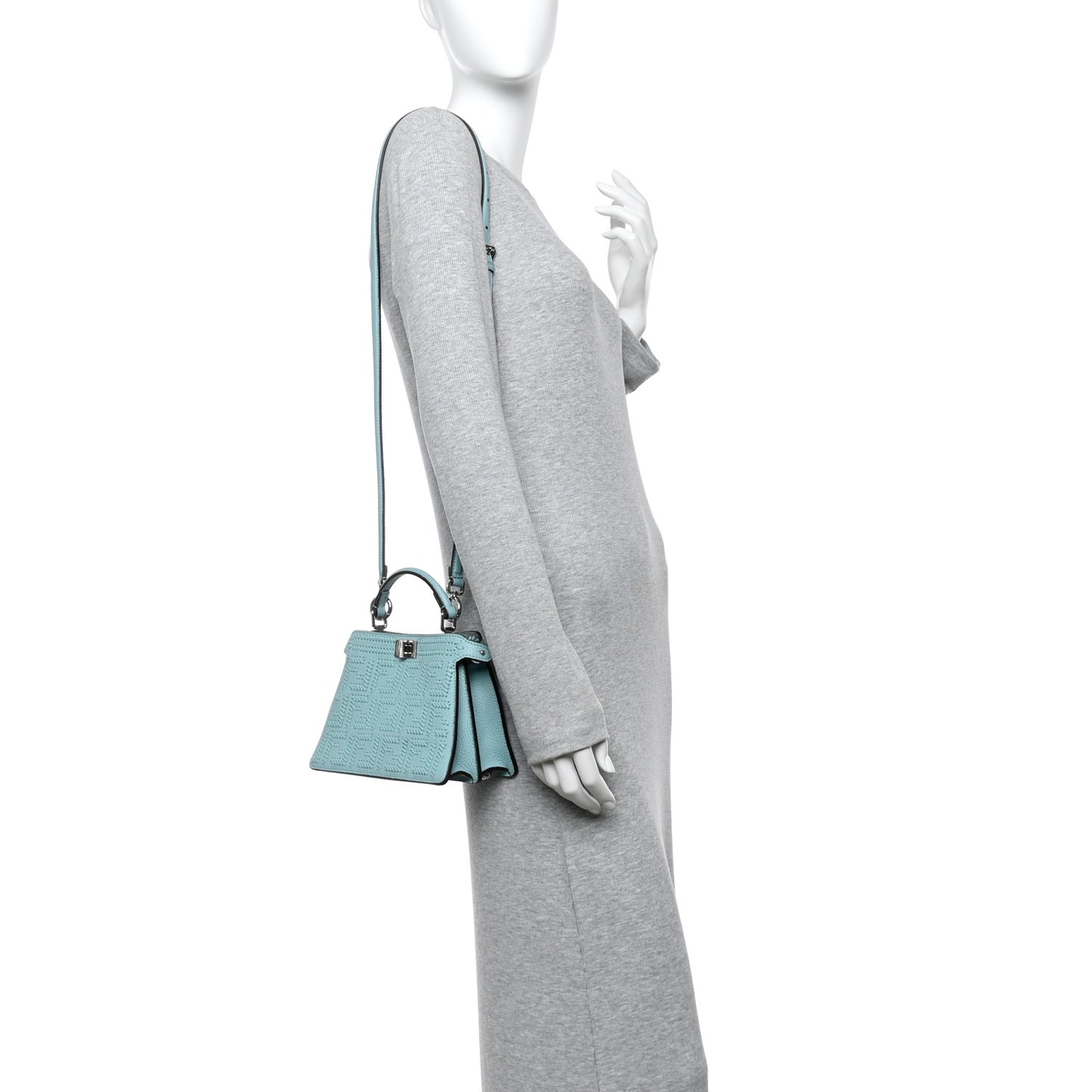 Cuoio Romano Nappa Intreccio FF Petite Peekaboo I SEE U Satchel Aquifer