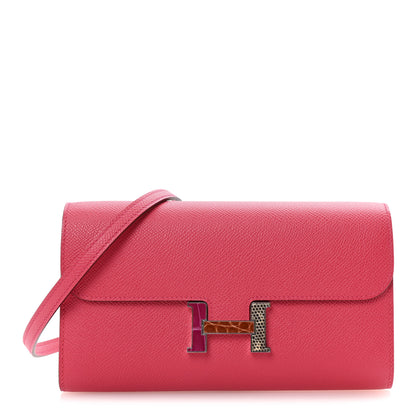 Hermes Epsom Alligator Lizard Constance Wallet To Go Rose Extreme 2 of 19