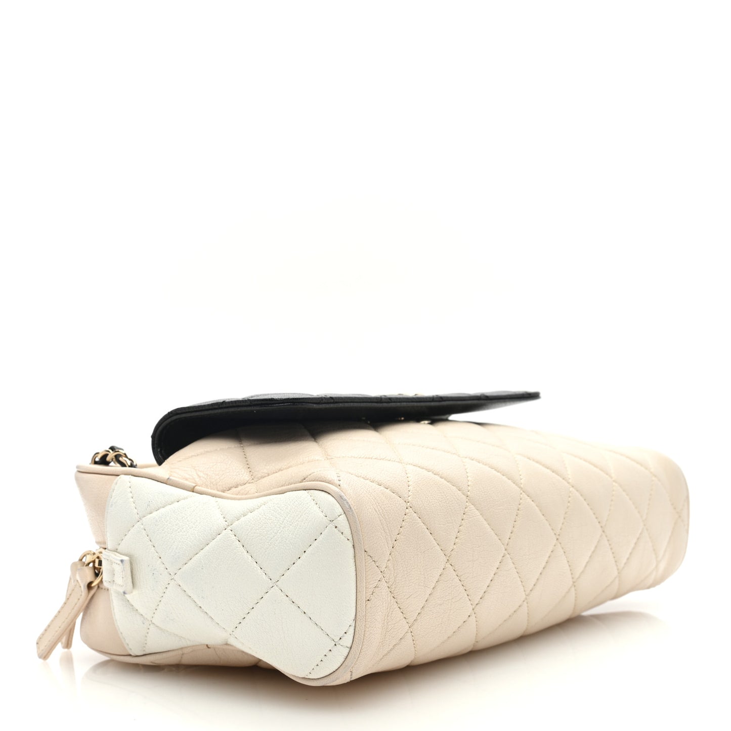 Goatskin Quilted Tri-Color Medium In & Out Camera Case Beige White Black