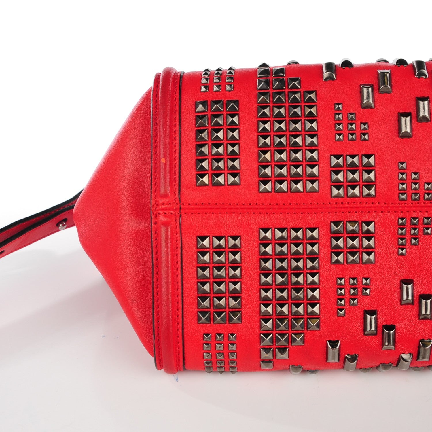 Alexander McQueen Calfskin Small Studded Padlock Zip Around Tote Red 3 of 14