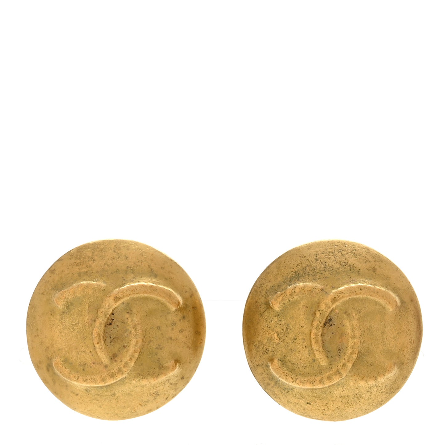 CC Button Clip On Earrings Gold