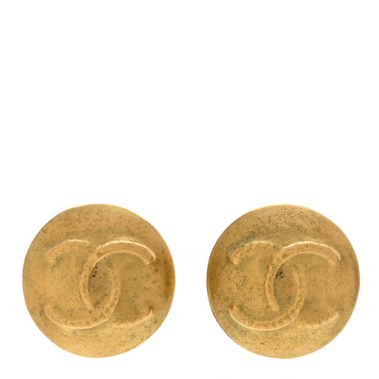 Chanel CC Button Clip On Earrings Gold 1 of 4