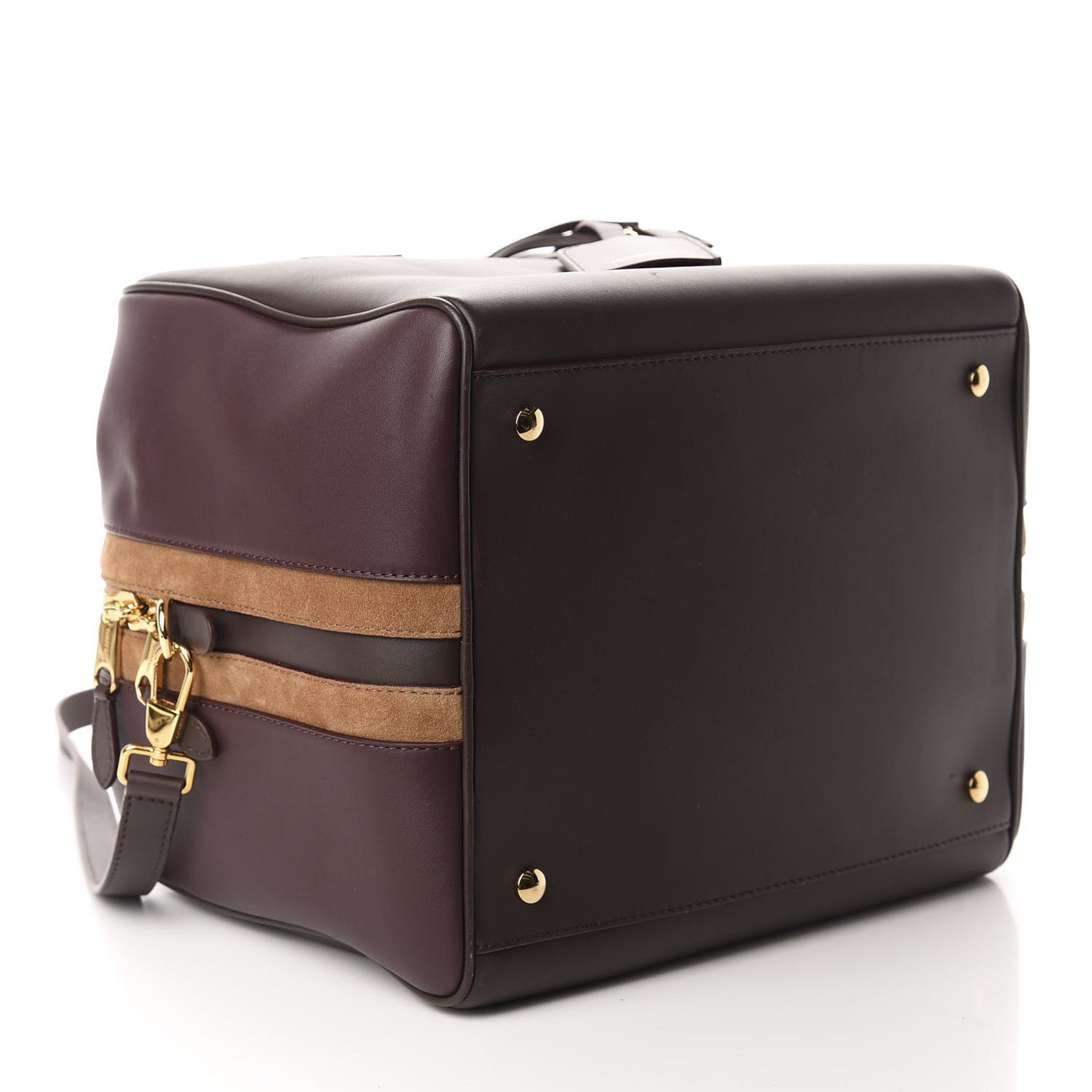 Smooth Calfskin Medium Cube Bowling Bag Mahogany