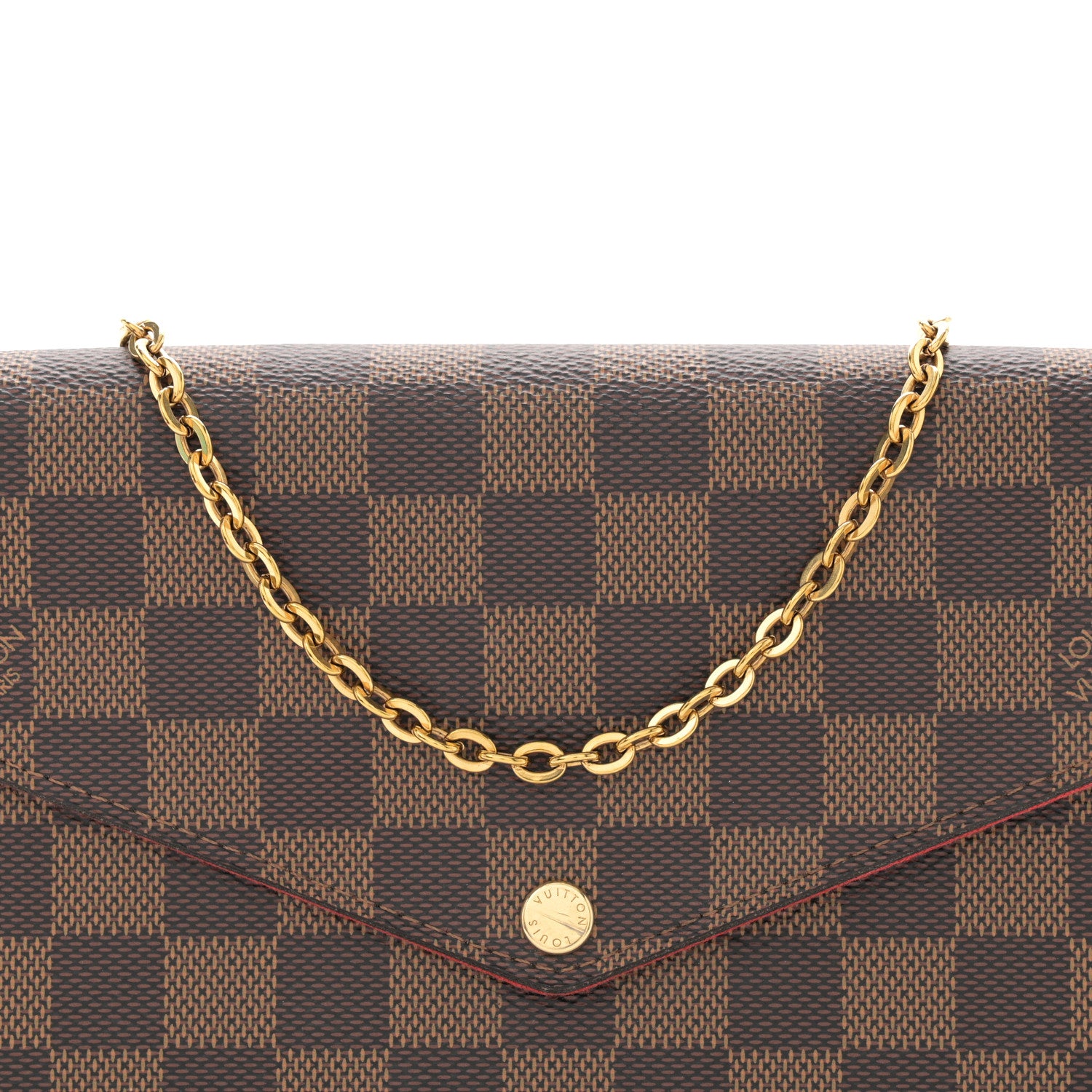 Louis Vuitton Damier Ebene Pochette Felicie Chain Wallet 9 of 13